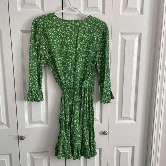 Faithfull the Brand Carmel Dress Violette Print Green Mini Wrap Dress - Picture 5 of 5